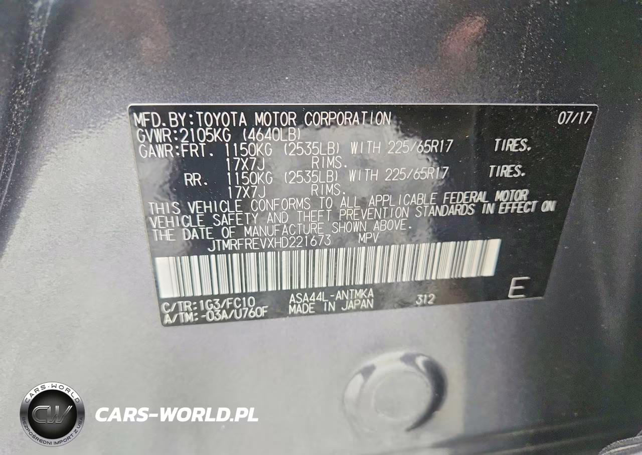 2017 Toyota Rav4 Xle VIN:JTMRFREVXHD221673 - 13