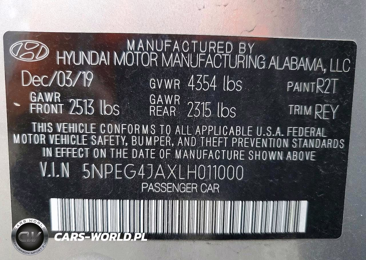 2020 Hyundai Sonata Se VIN:5NPEG4JAXLH011000 - 12