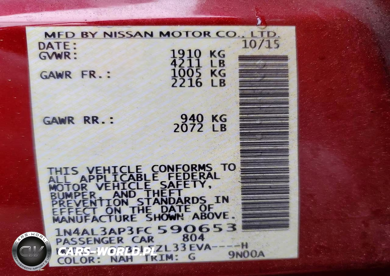 2015 Nissan Altima 2.5 S VIN:1N4AL3AP3FC590653 - 12