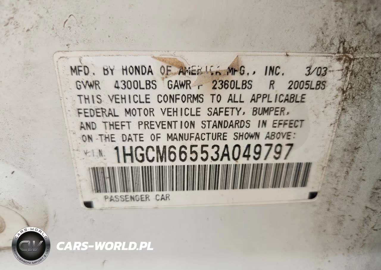 2003 Honda Accord Ex VIN:1HGCM66553A049797 - 12