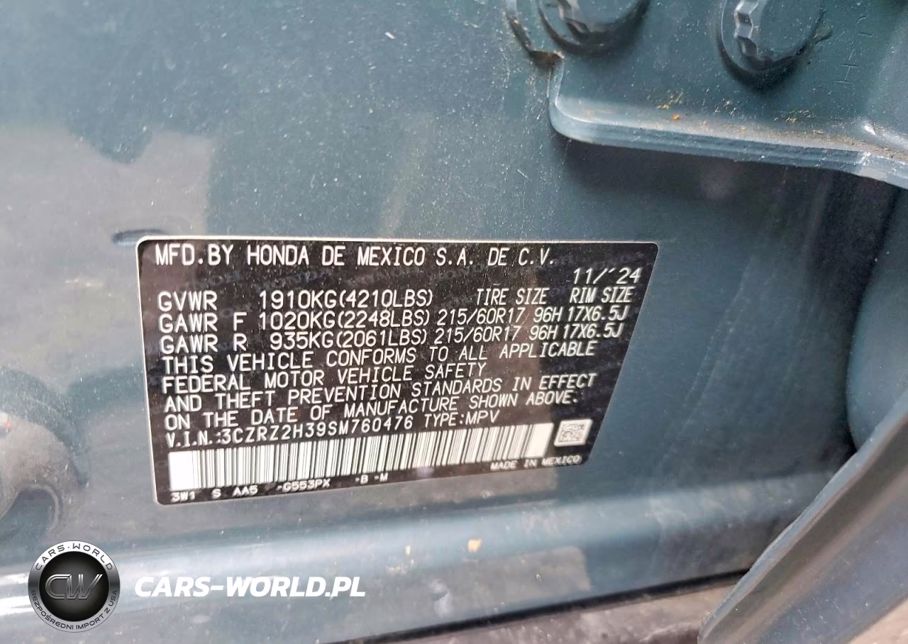 2025 Honda Hr-V Lx VIN:3CZRZ2H39SM760476 - 13