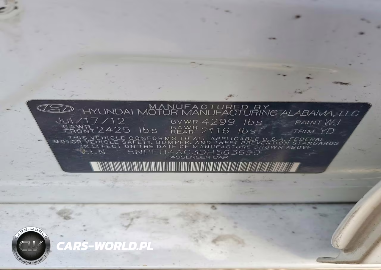 2013 Hyundai Sonata Gls VIN:5NPEB4AC3DH563990 - 12