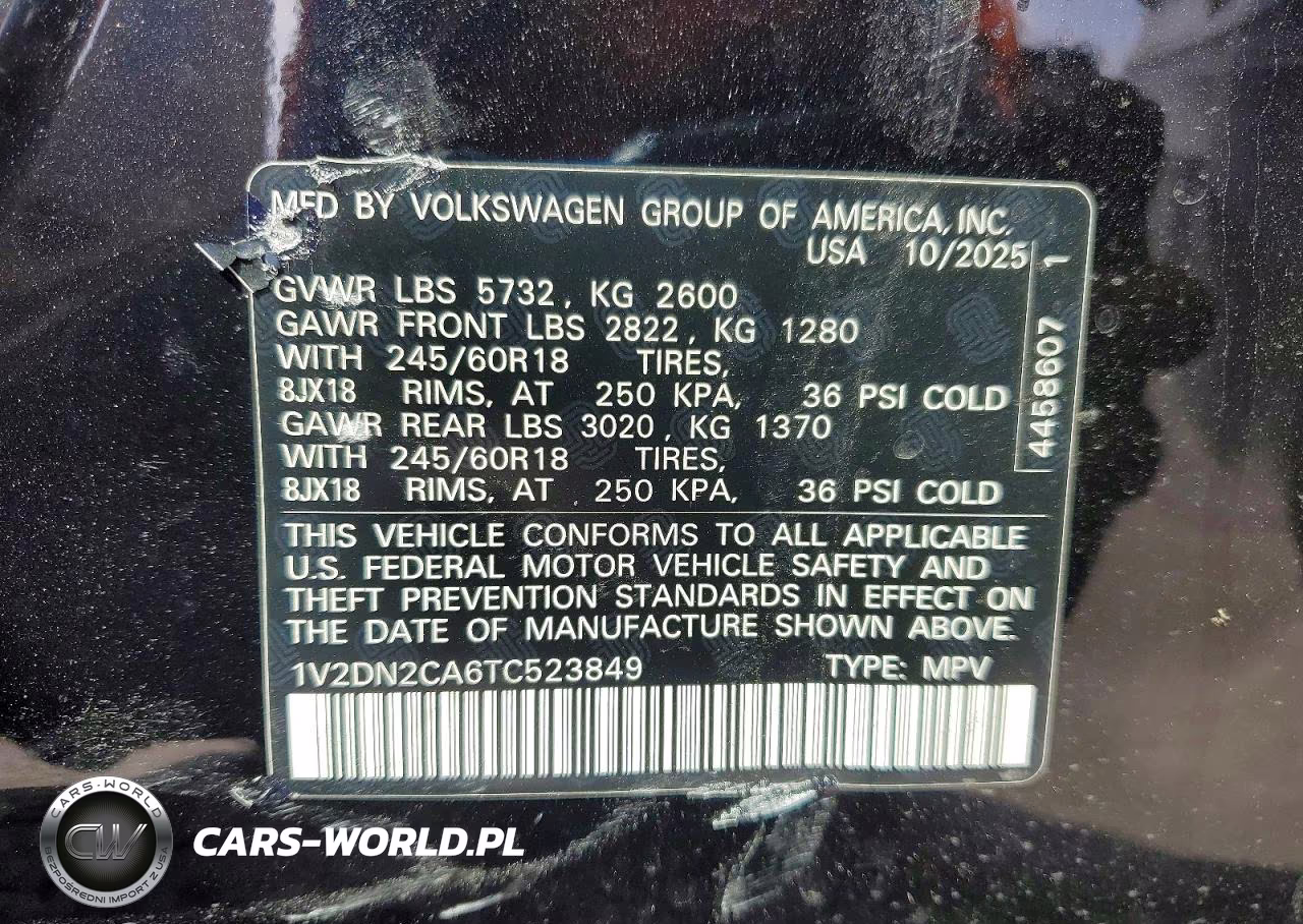 2026 Volkswagen Atlas Se VIN:1V2DN2CA6TC523849 - 12
