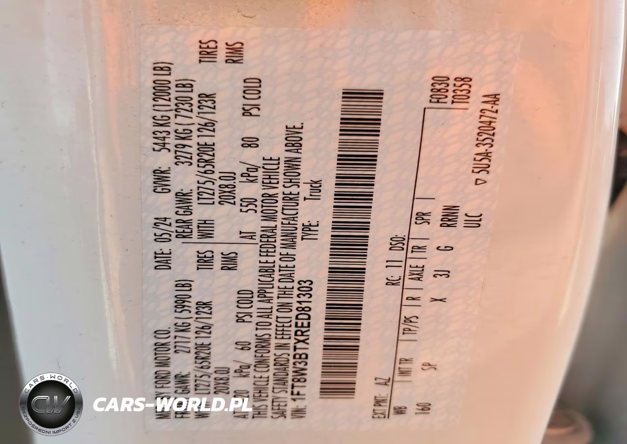 2024 Ford F350 Super Duty VIN:1FT8W3BTXRED81303 - 12