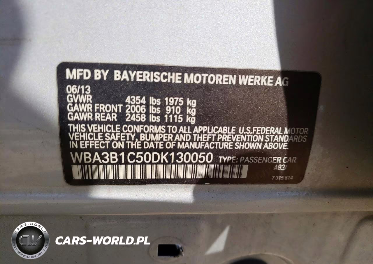 2013 BMW 320 I VIN:WBA3B1C50DK130050 - 12