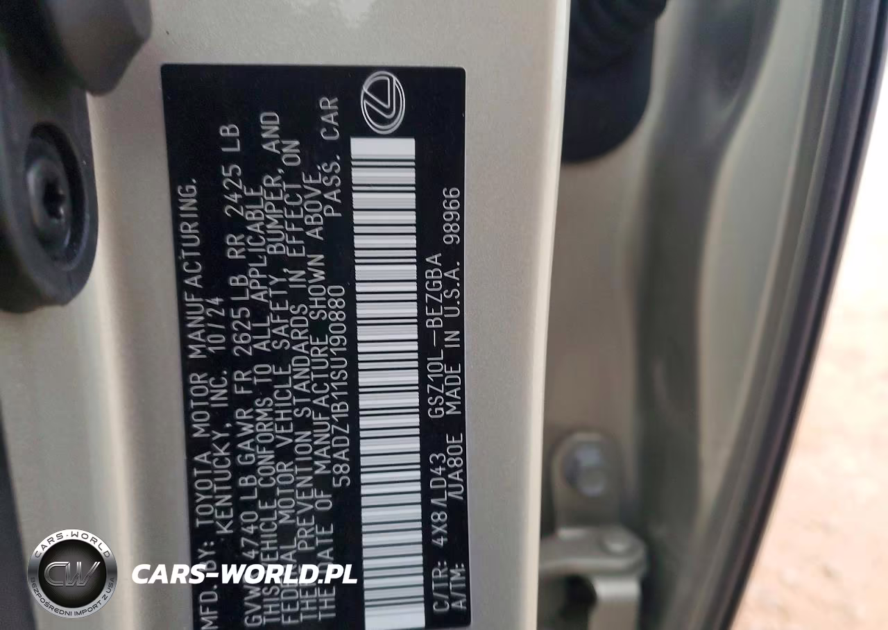 2025 Lexus Es 350 Base VIN:58ADZ1B11SU190880 - 12