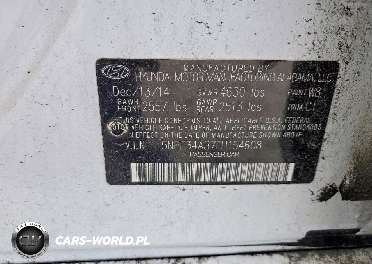 2015 Hyundai Sonata Limited 2.0T VIN:5NPE34AB7FH154608 - 13