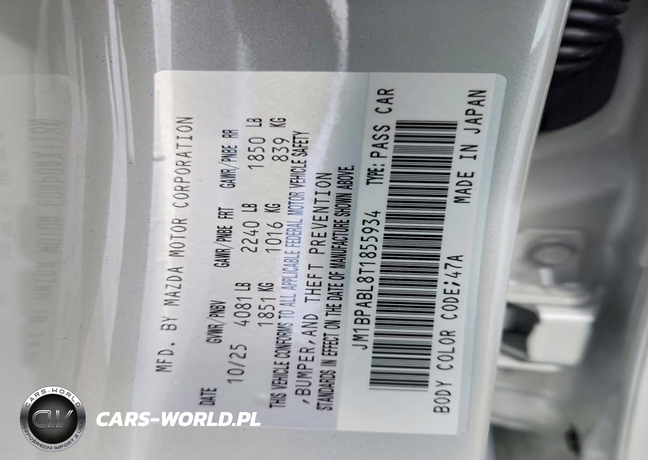 2026 Mazda 3 Select Sport VIN:JM1BPABL8T1855934 - 12