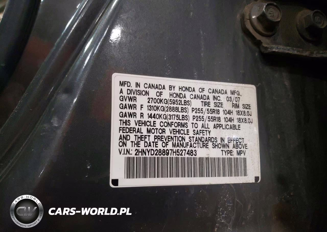 2007 Acura Mdx Sport VIN:2HNYD28897H527483 - 13