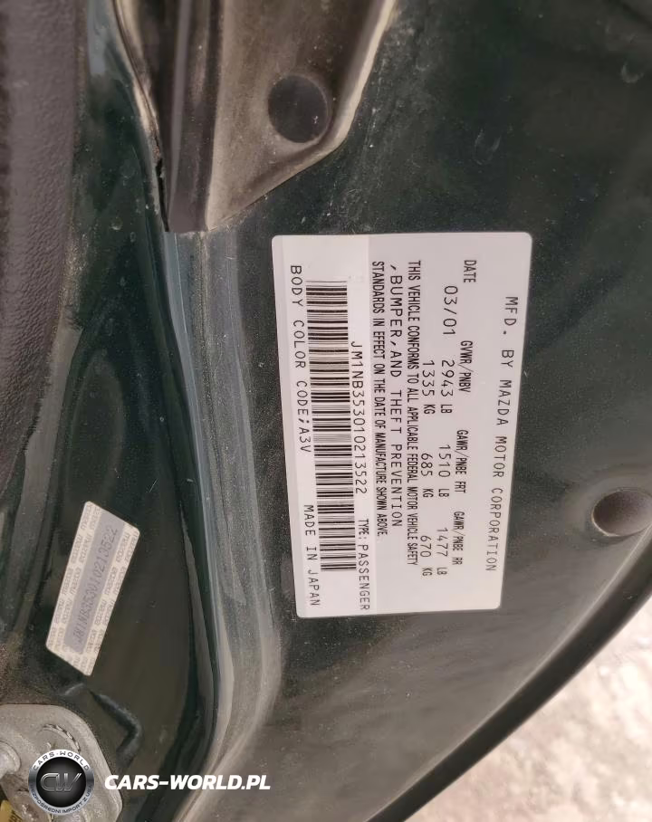 2001 Mazda Mx-5 Miata Base VIN:JM1NB353010213522 - 12