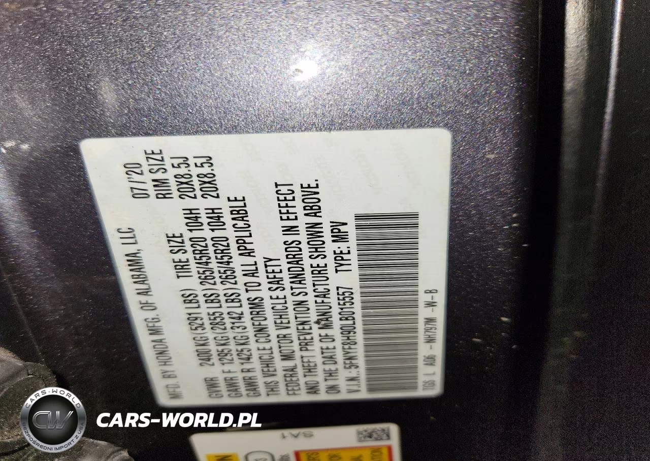 2020 Honda Passport Touring VIN:5FNYF8H90LB015557 - 14
