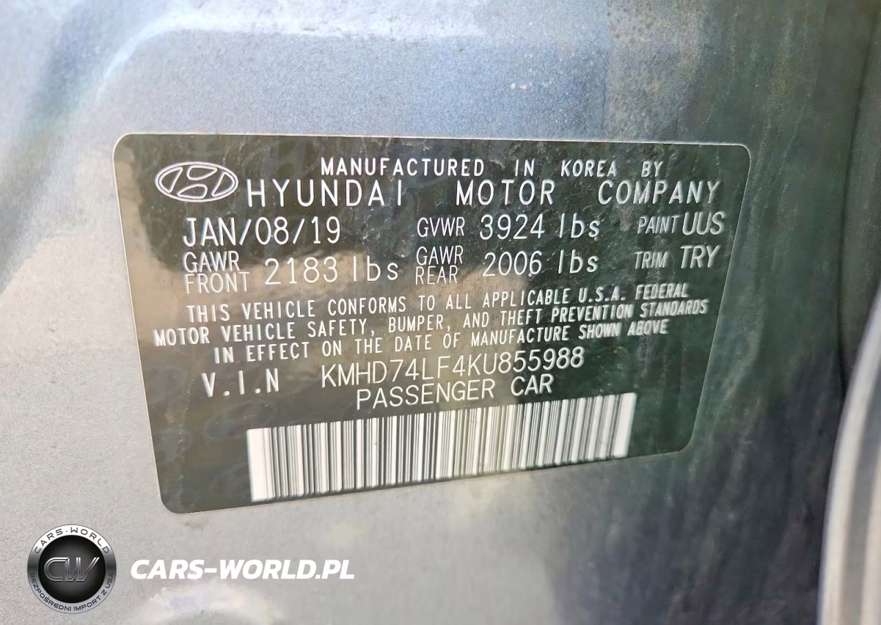 2019 Hyundai Elantra Se VIN:KMHD74LF4KU855988 - 12
