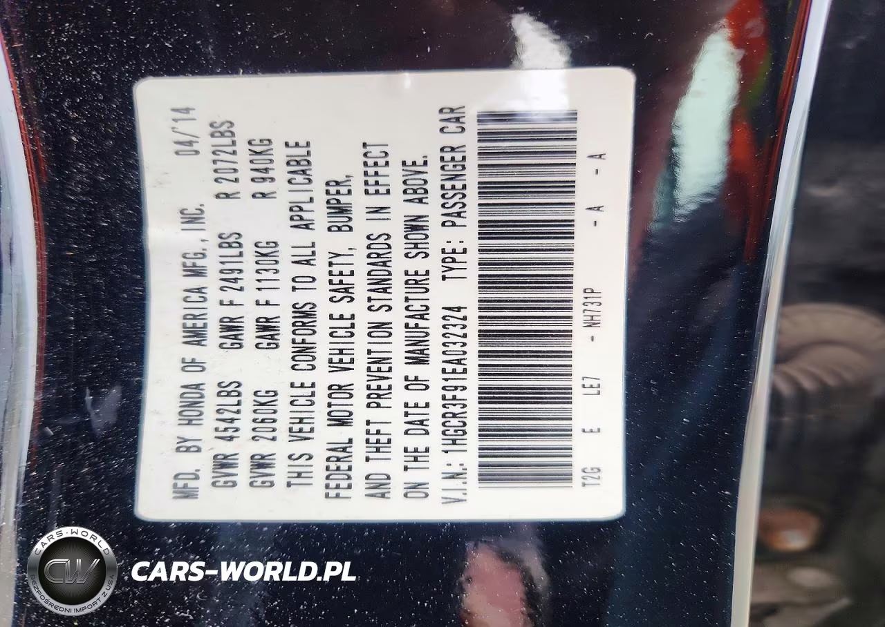 2014 Honda Accord Touring VIN:1HGCR3F91EA032324 - 13