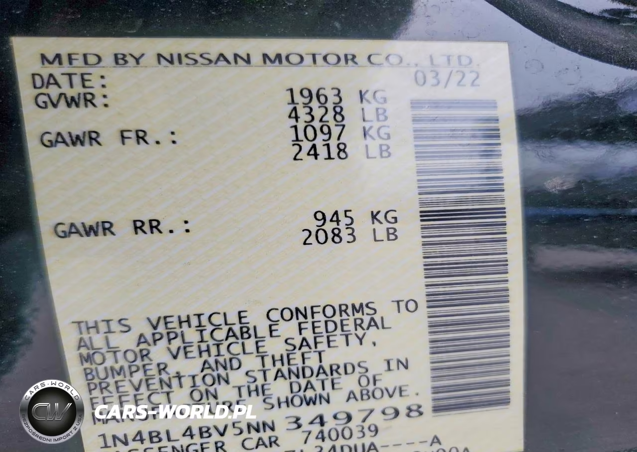2022 Nissan Altima 2.5 S VIN:1N4BL4BV5NN349798 - 12