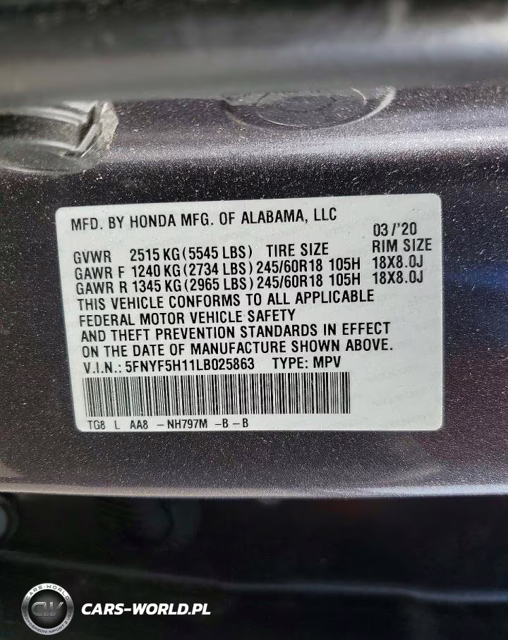 2020 Honda Pilot Lx VIN:5FNYF5H11LB025863 - 13