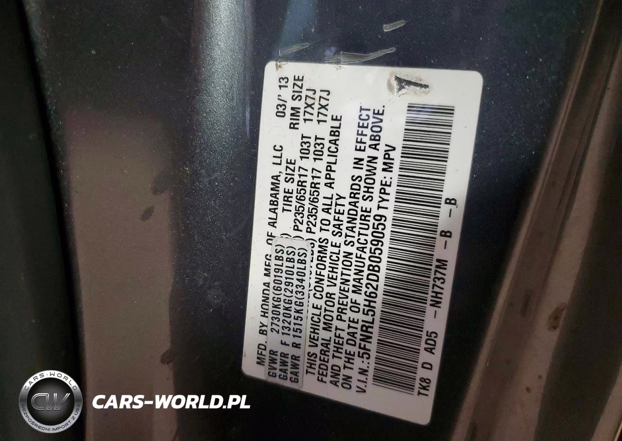 2013 Honda Odyssey Exl VIN:5FNRL5H62DB059059 - 12