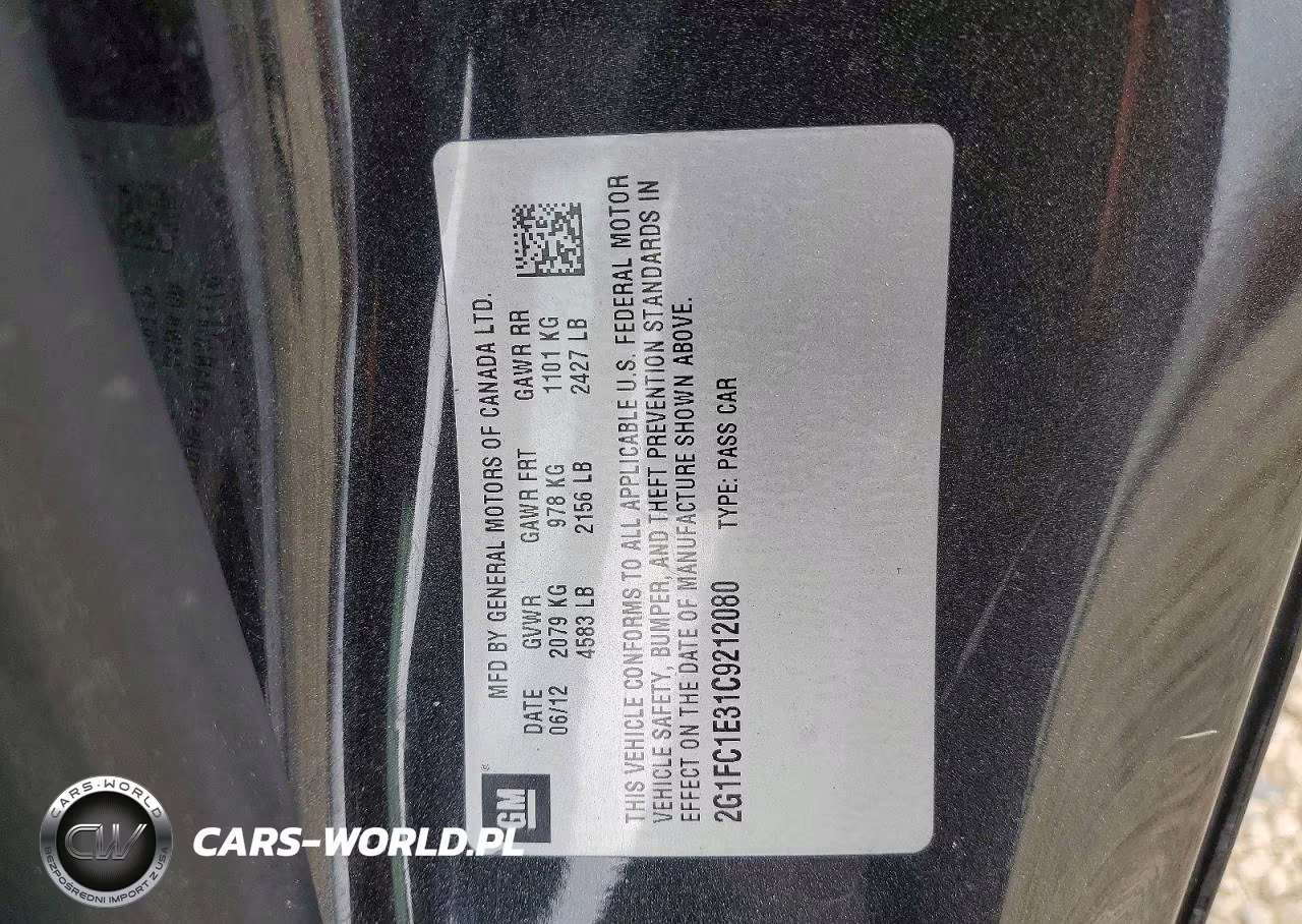 2012 Chevrolet Camaro Lt VIN:2G1FC1E31C9212080 - 12