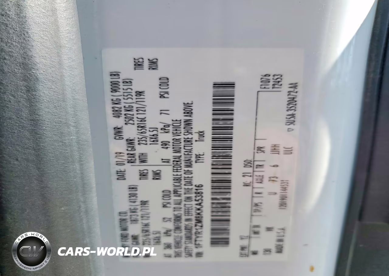 2019 Ford Transit 250 Delivery Van VIN:1FTYR1ZM8KKA53816 - 14