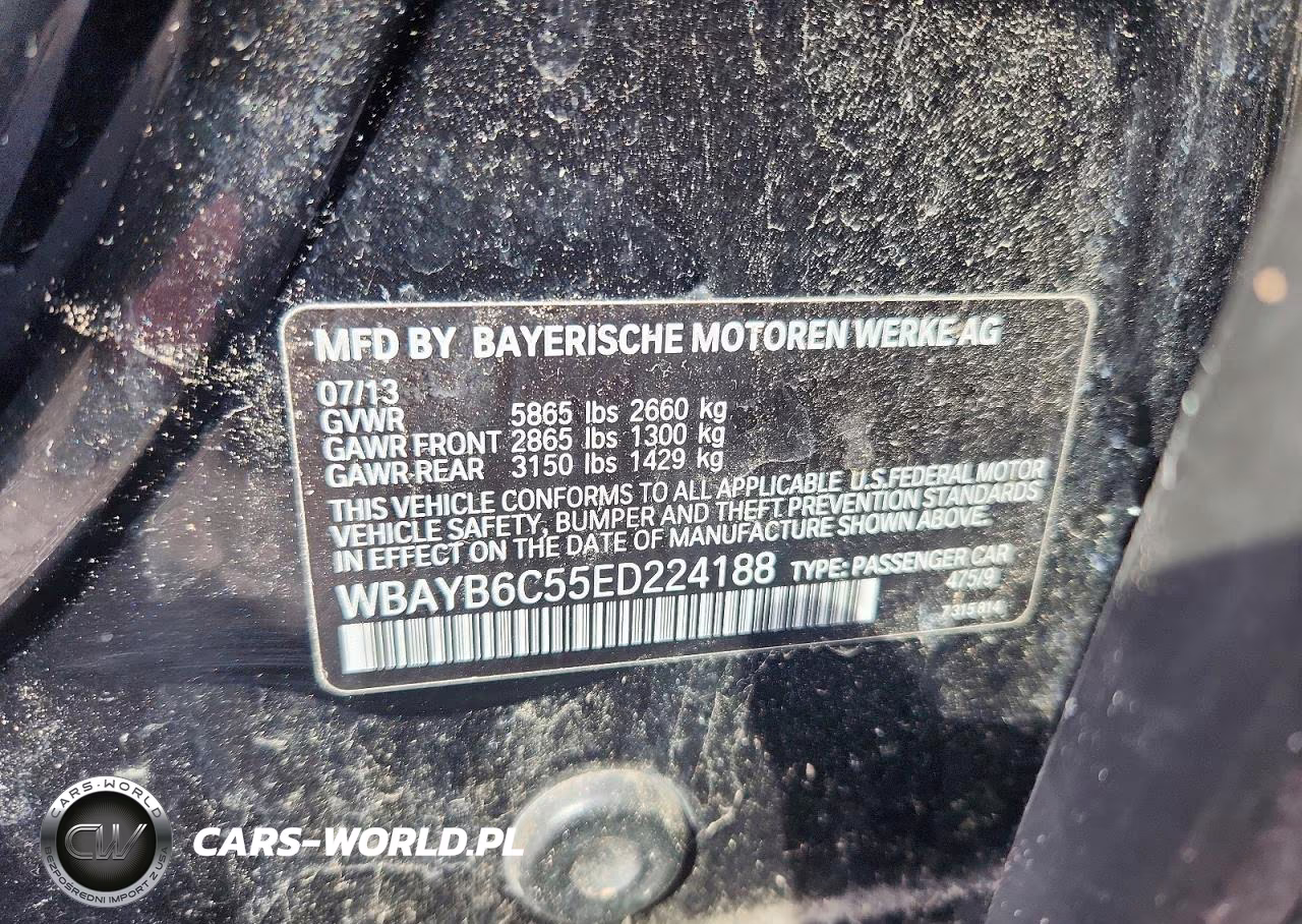 2014 BMW 750 VIN:WBAYB6C55ED224188 - 12