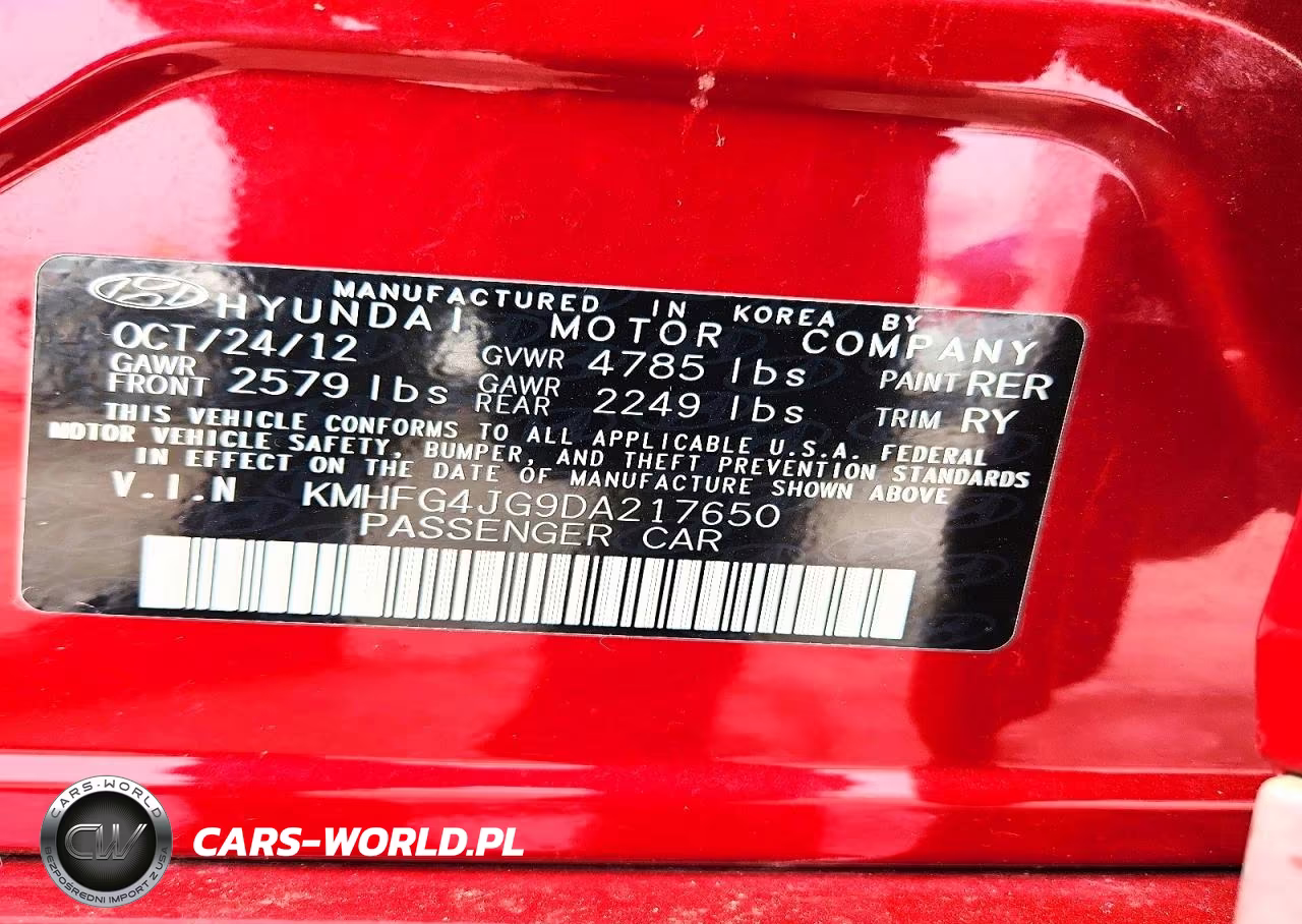 2013 Hyundai Azera VIN:KMHFG4JG9DA217650 - 13