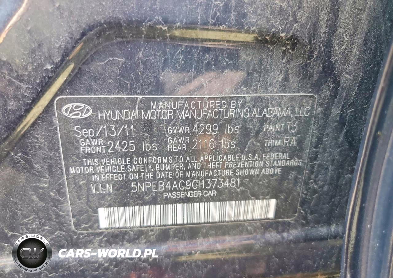2012 Hyundai Sonata Gls VIN:5NPEB4AC9CH373481 - 12