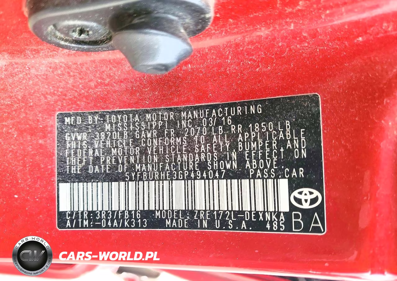 2016 Toyota Corolla Le VIN:5YFBURHE3GP494047 - 13