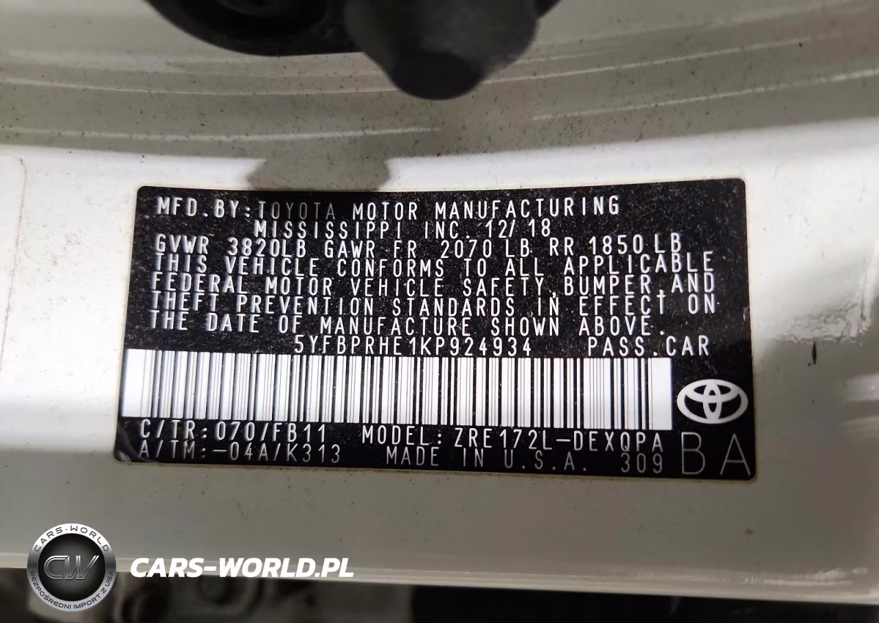 2019 Toyota Corolla Le Eco VIN:5YFBPRHE1KP924934 - 13
