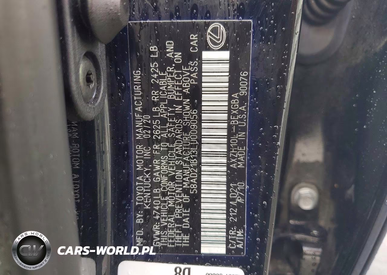 2020 Lexus Es 300H Base VIN:58AD21B13LU009056 - 12