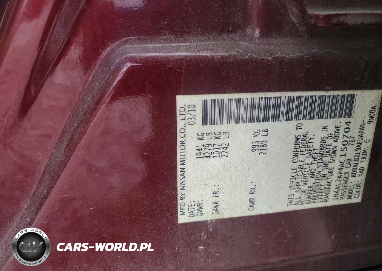 2010 Nissan Altima 2.5 VIN:1N4AL2AP4AC150704 - 12