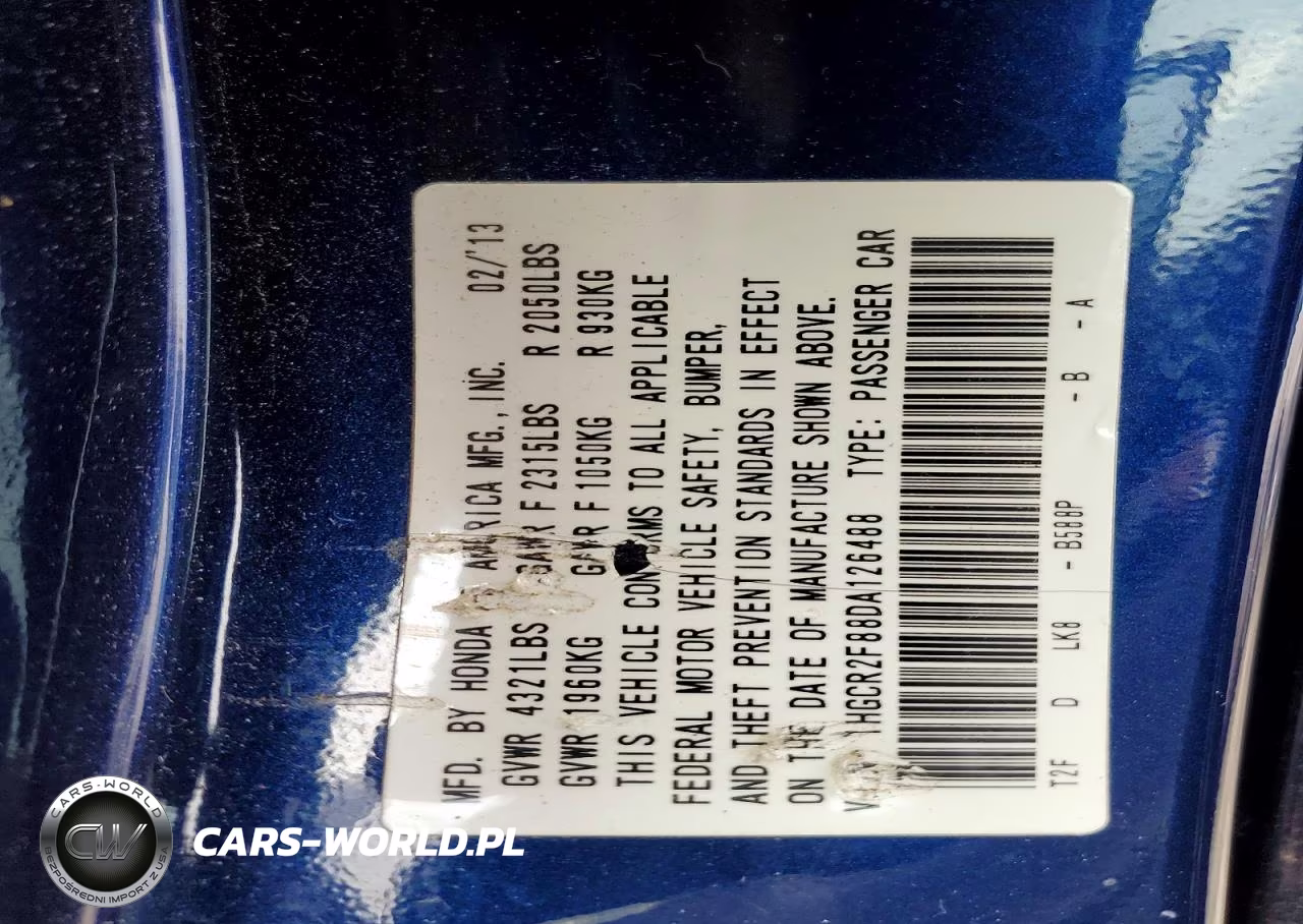 2013 Honda Accord Exl VIN:1HGCR2F88DA126488 - 12