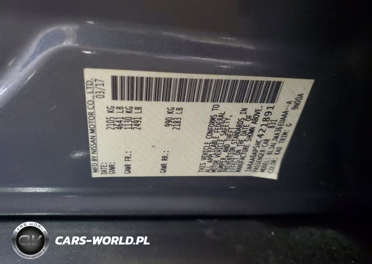 2017 Nissan Maxima 3.5S VIN:1N4AA6AP5HC421891 - 12