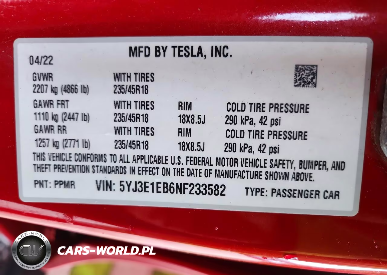 2022 Tesla Model 3 VIN:5YJ3E1EB6NF233582 - 12