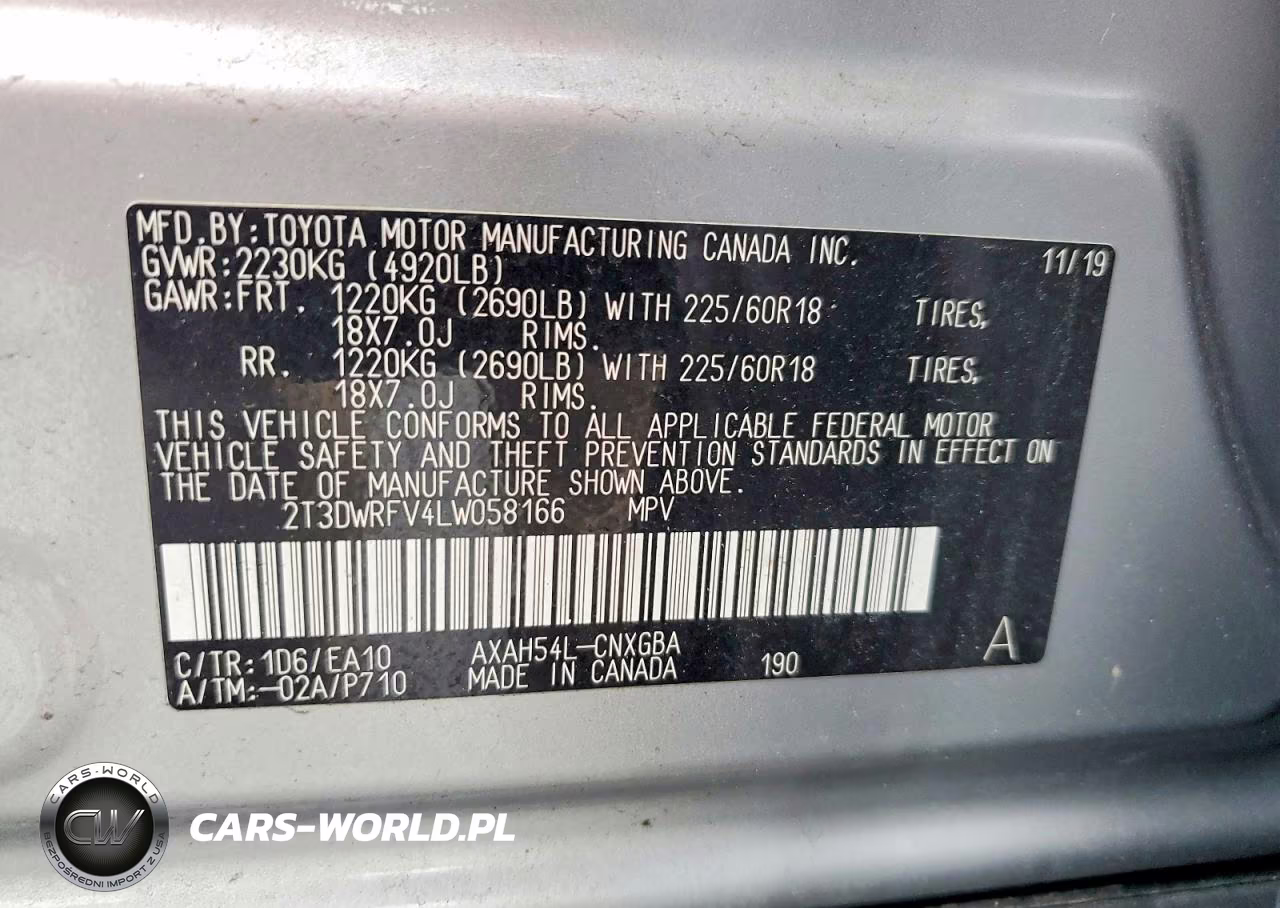 2020 Toyota Rav4 Hybrid Limited VIN:2T3DWRFV4LW058166 - 13