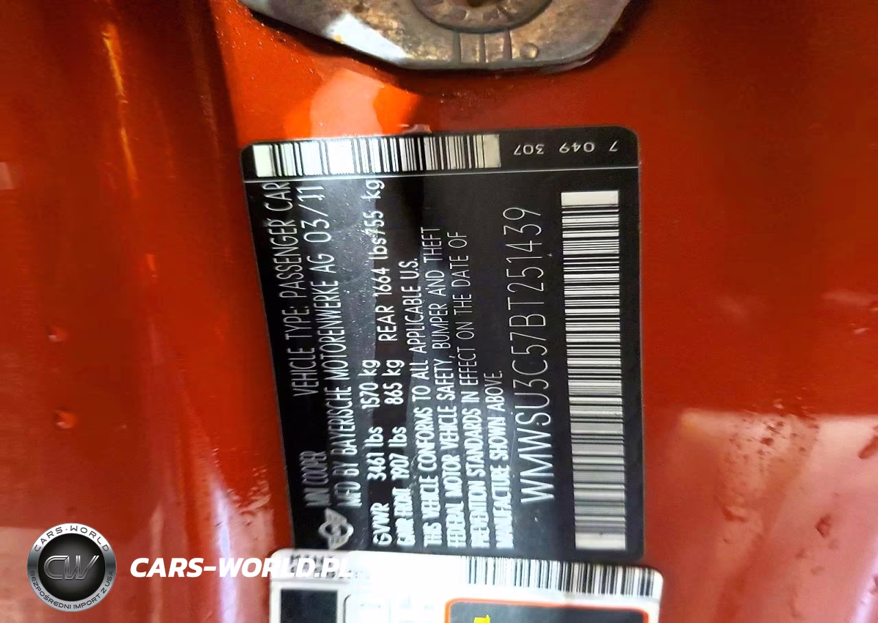 2011 Mini Cooper VIN:WMWSU3C57BT251439 - 12