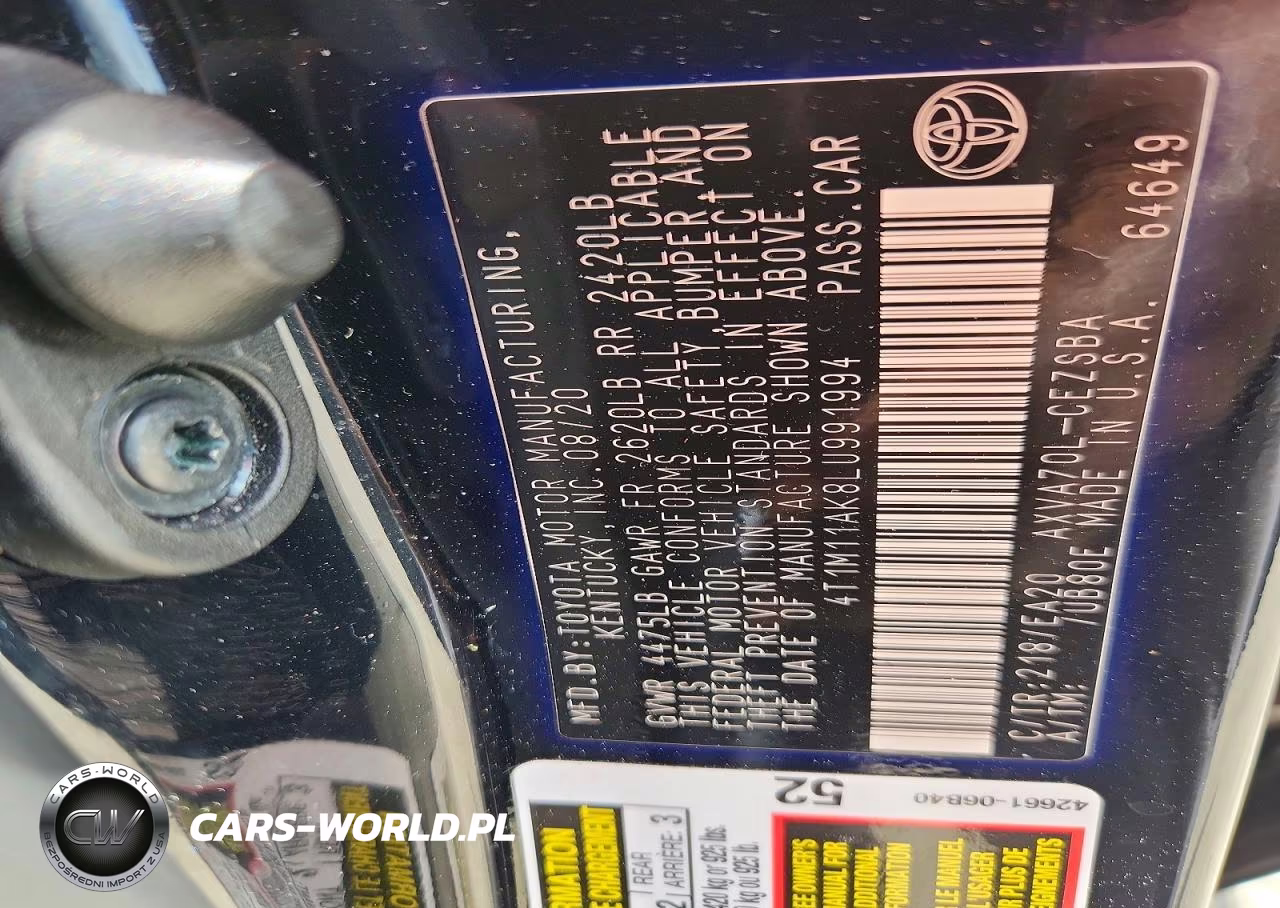 2020 Toyota Camry Se VIN:4T1M11AK8LU991994 - 12