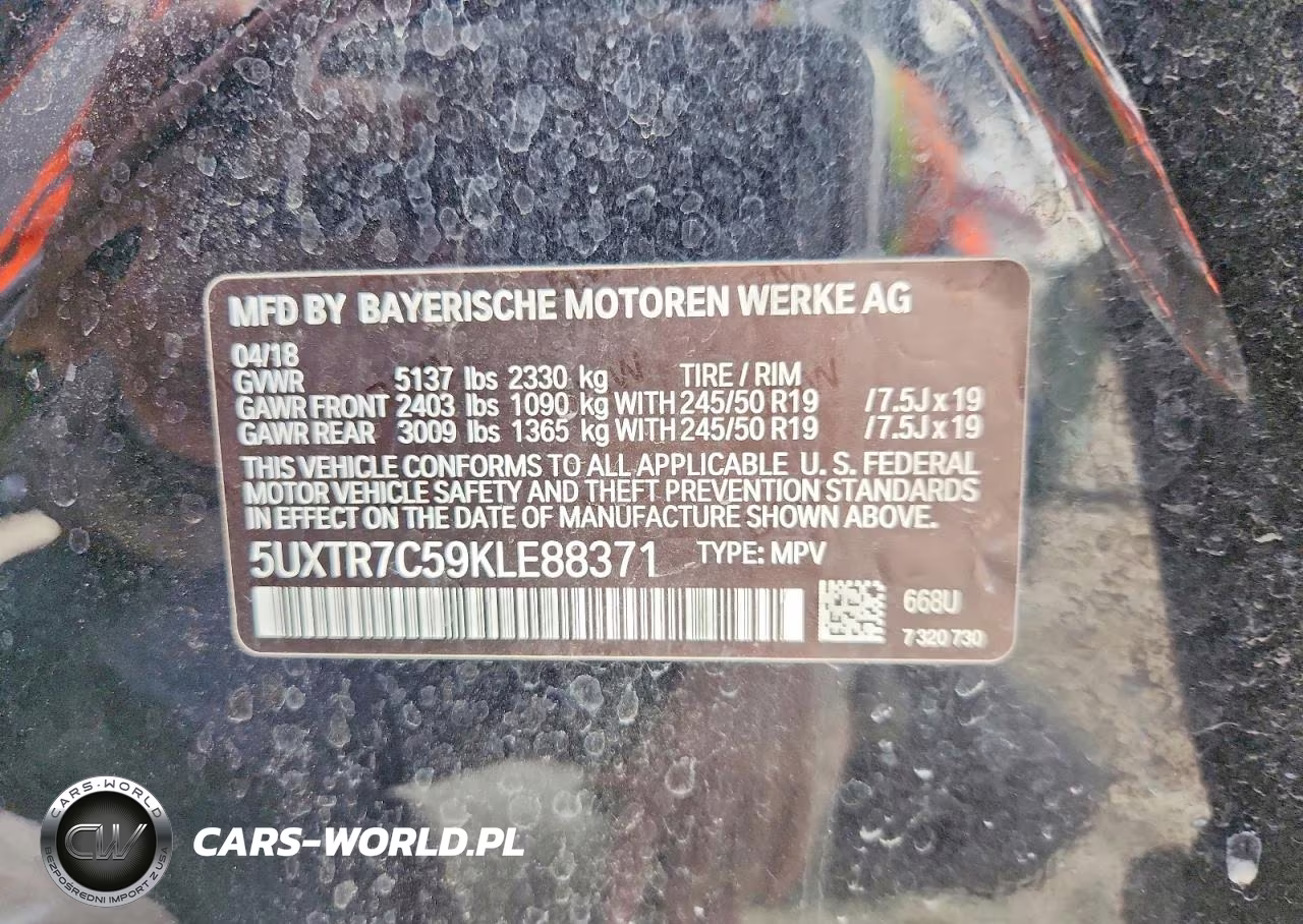 2019 BMW X3 Sdrive30I VIN:5UXTR7C59KLE88371 - 13