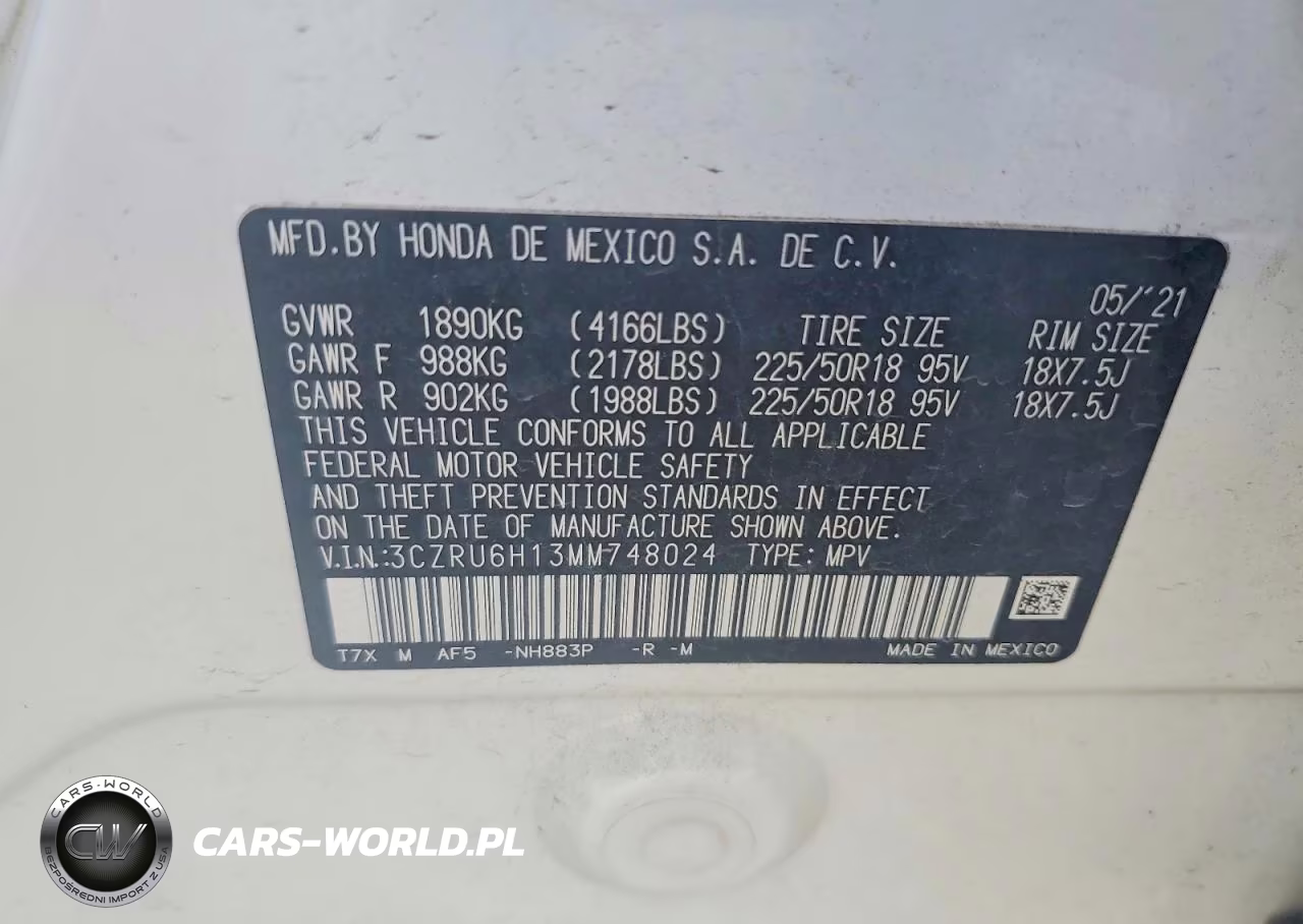 2021 Honda Hr-V Sport VIN:3CZRU6H13MM748024 - 13