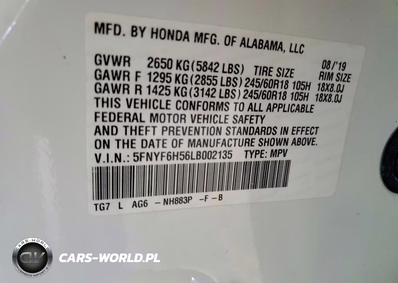 2020 Honda Pilot Exl VIN:5FNYF6H56LB002135 - 13