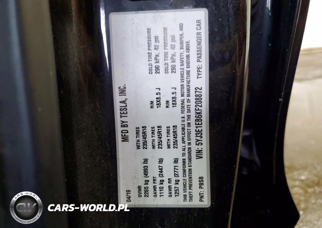 2019 Tesla Model 3 VIN:5YJ3E1EB6KF208872 - 12