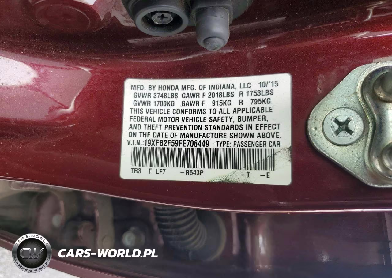 2015 Honda Civic Lx VIN:19XFB2F59FE706449 - 12