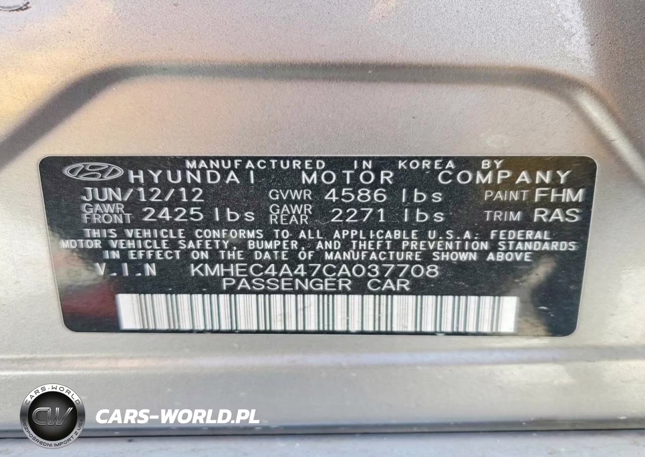 2012 Hyundai Sonata Hybrid Base VIN:KMHEC4A47CA037708 - 12