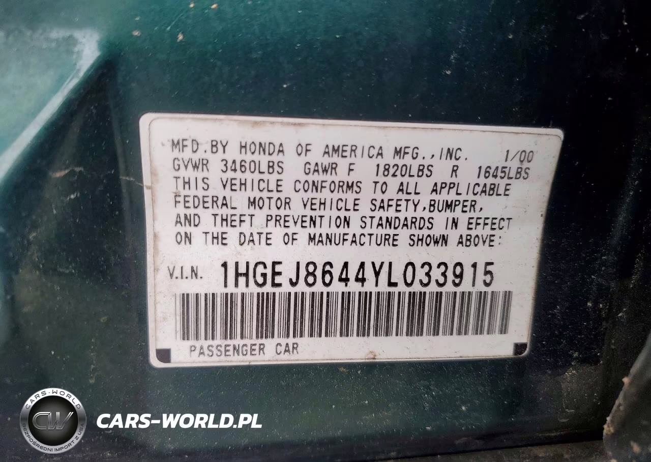 2000 Honda Civic Ex VIN:1HGEJ8644YL033915 - 12