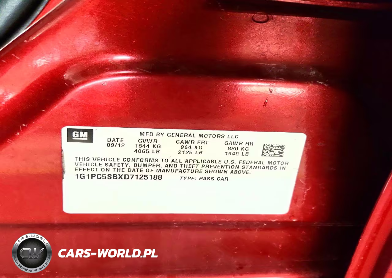 2013 Chev Cruze Lt VIN:1G1PC5SBXD7125188 - 12