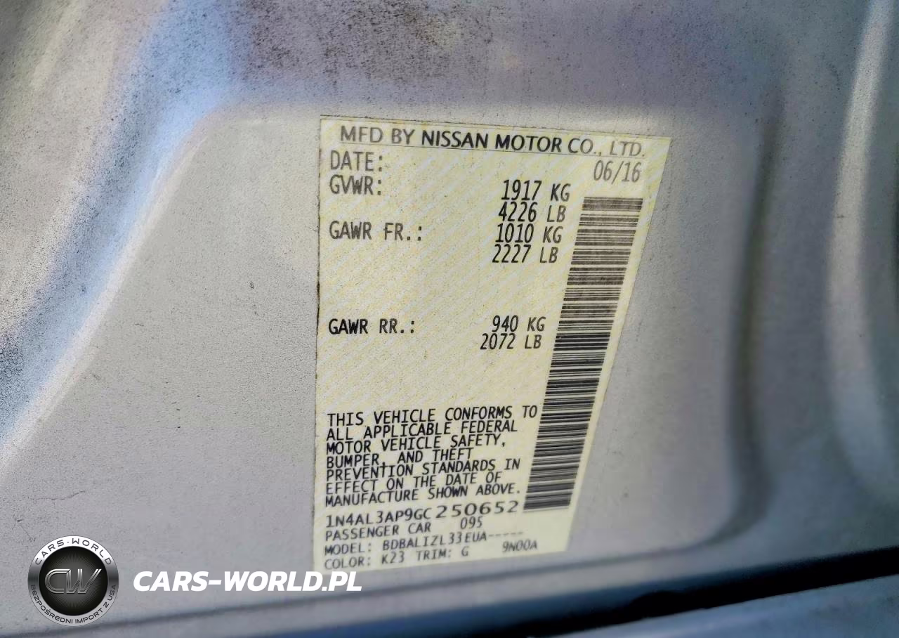 2016 Nissan Altima 2.5 VIN:1N4AL3AP9GC250652 - 12
