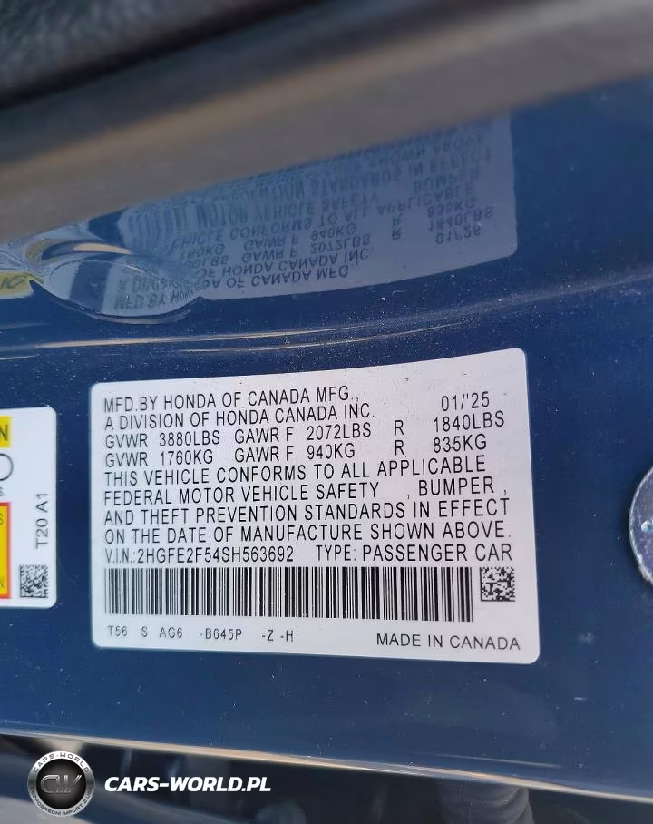 2025 Honda Civic Sport VIN:2HGFE2F54SH563692 - 12