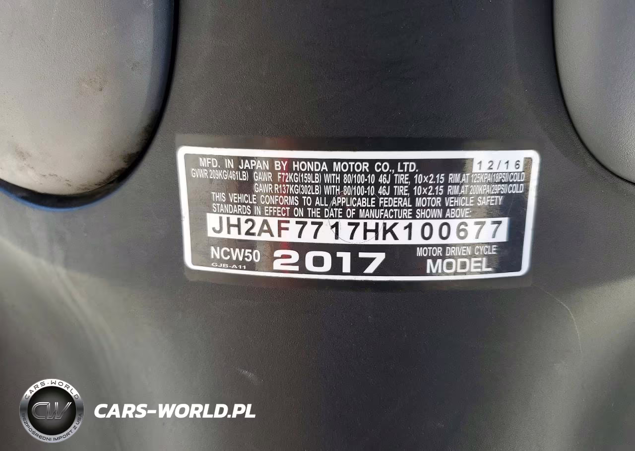 2017 Honda Ncw50 VIN:JH2AF7717HK100677 - 9