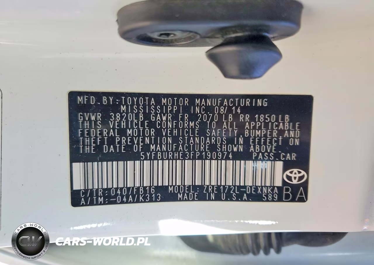 2015 Toyota Corolla Le Plus VIN:5YFBURHE3FP190974 - 12