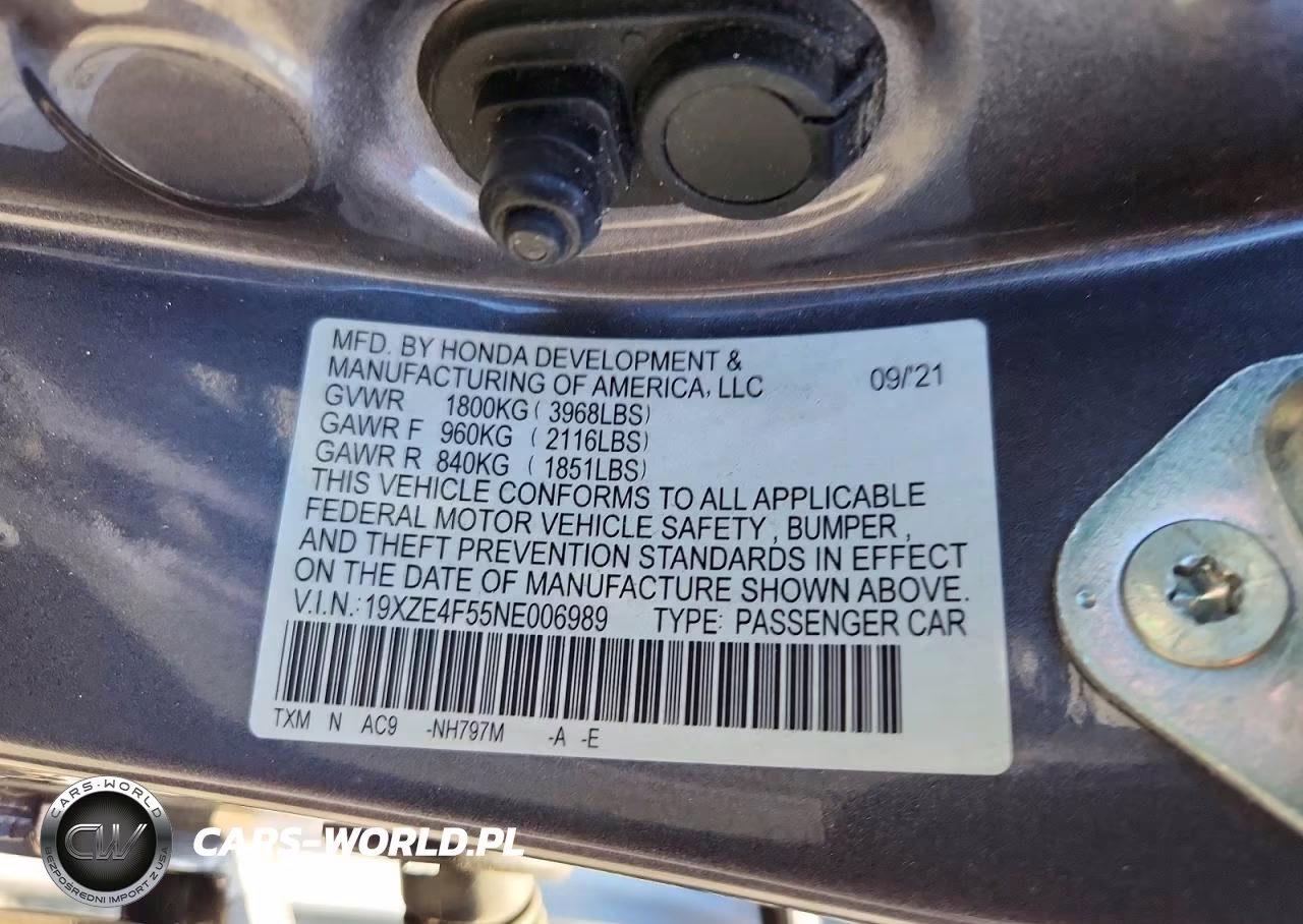 2022 Honda Insight Ex VIN:19XZE4F55NE006989 - 12
