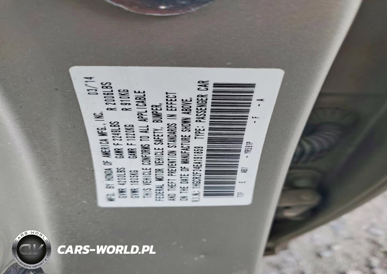 2014 Honda Accord Lx VIN:1HGCR2F34EA191859 - 13