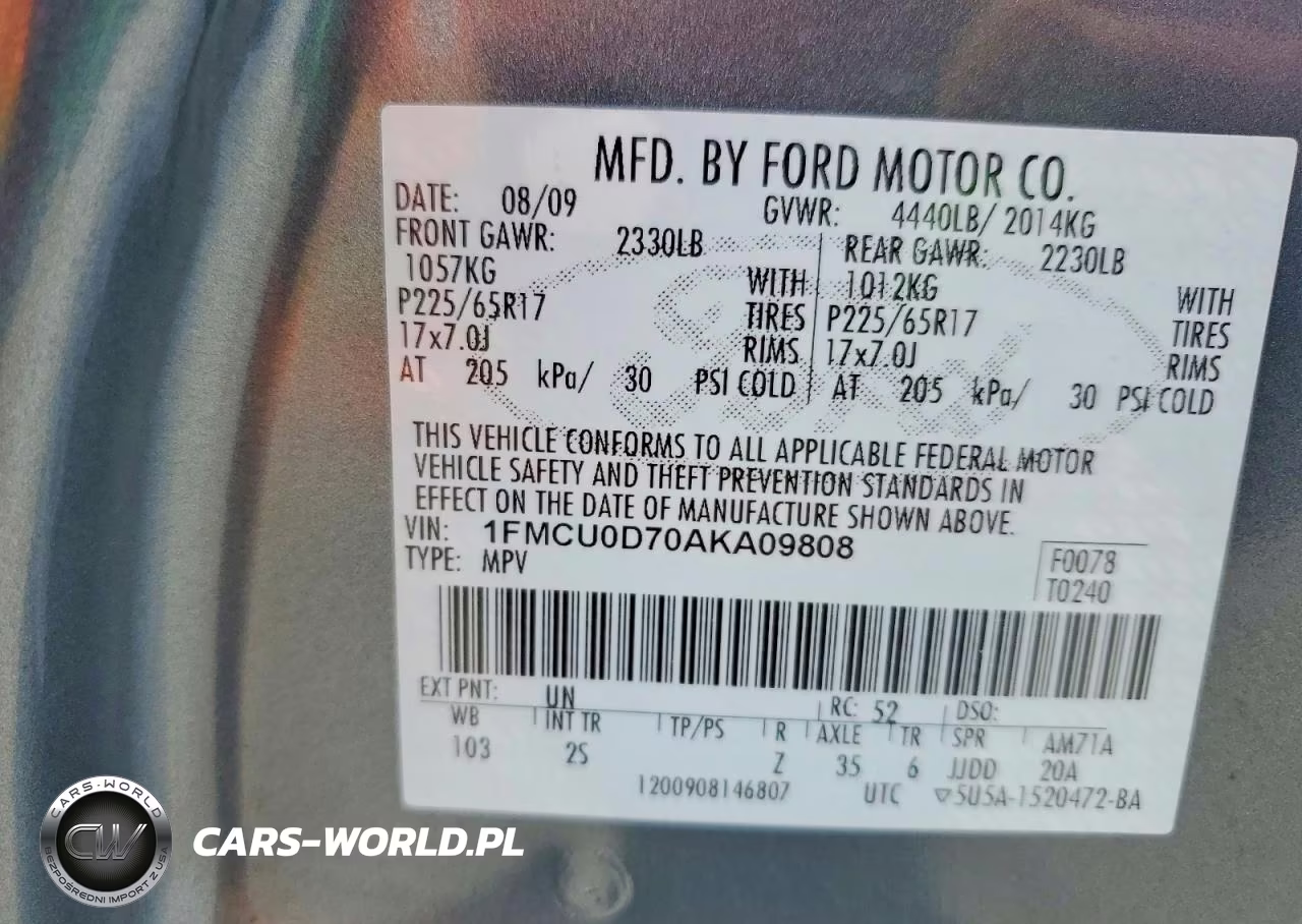 2010 Ford Escape Xlt VIN:1FMCU0D70AKA09808 - 13